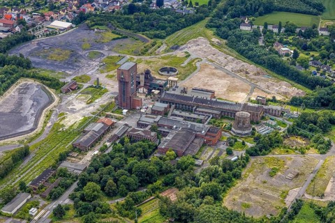 Aerial view, CreativRevier Heinrich Robert, former Ost Heinrich Robert mine, Herringen, Hamm, Ruhr