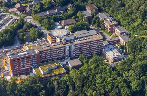 Aerial view, St. Barbara-Klinik, Heessen, Hamm, Ruhr area, North Rhine-Westphalia, Germany, Am