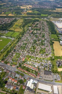 Aerial view, workers' housing estate Isenbecker Hof, Juffernbuschstraße, Herringen, Hamm, Ruhr