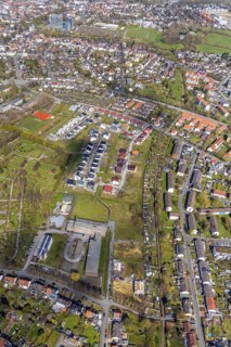 Aerial view, commercial area Am Hülsenbusch with new development area Am Beisenkamp, centre, Hamm,