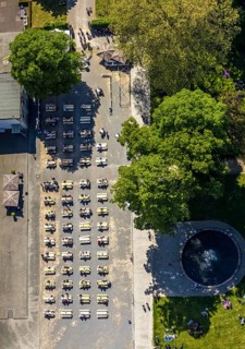 Aerial view of the spa hotel Hamm, spa hotel Bad Hamm, largest beer garden in Hamm, next to the