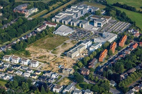 Aerial view, Hamm-Lippstadt University of Applied Sciences, university campus, SCI:Q Science