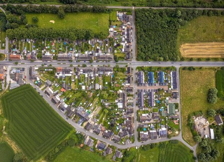 Aerial view, workers' housing estate Wittekindstraße, Wittekindsiedlung, Bockum-Hövel, Hamm, Ruhr