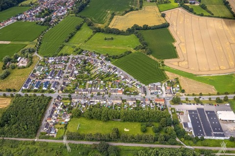 Aerial view, workers' housing estate Wittekindstraße, Wittekindsiedlung, Bockum-Hövel, Hamm, Ruhr