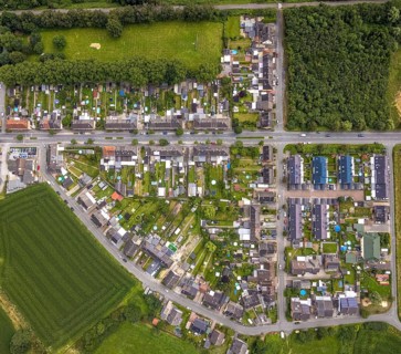 Aerial view, workers' housing estate Wittekindstraße, Wittekindsiedlung, Bockum-Hövel, Hamm, Ruhr