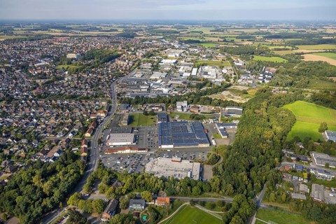 Aerial view, Römerstraße industrial estate with Hövel industrial estate in the Bockum-Hövel