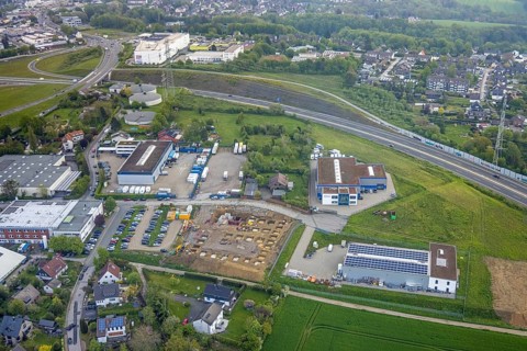Aerial view, construction site at Humboldtstraße, Hetterscheidt, Heiligenhaus, Ruhr area, North