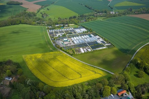 Aerial view, container nursery and perennials Kunz, Leubeck, Heiligenhaus, Ruhr area, North