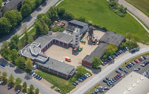 Aerial photo, fire brigade Heiligenhaus, Heiligenhaus, Ruhr area, North Rhine-Westphalia, Germany,