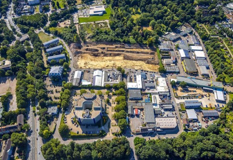 Aerial view, construction site for planned residential development Am Thurmfeld in the Nordviertel