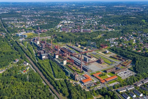 Aerial view, UNESCO World Heritage Zollverein Coal Mine Industrial Complex and Zollverein Coking