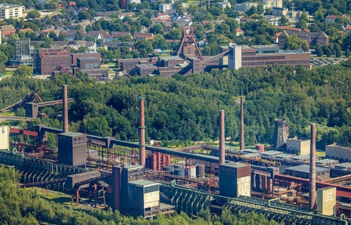 Aerial view, UNESCO World Heritage Zollverein Coal Mine Industrial Complex and Zollverein Coking