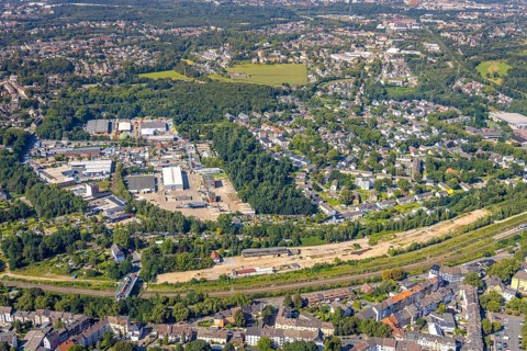 Aerial view, industrial area Bonifaciusstraße and brownfield site Joachimstraße at Essen-Kray Nord