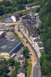 Aerial view, construction site Bamenohler Straße B236, Altfinnentrop, Finnentrop, Sauerland, North
