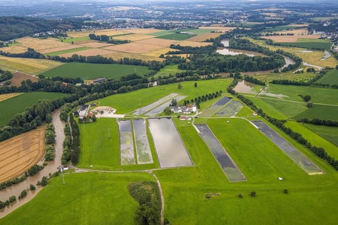 Aerial photo, Ruhr flood, Warmen, Fröndenberg/Ruhr, Ruhr area, North Rhine-Westphalia, Germany, DE,