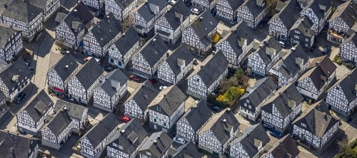 Historic town centre Alter Flecken, collection of half-timbered houses, Freudenberg, Sauerland,