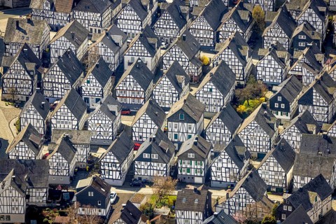 Historic town centre Alter Flecken, collection of half-timbered houses, Freudenberg, Sauerland,