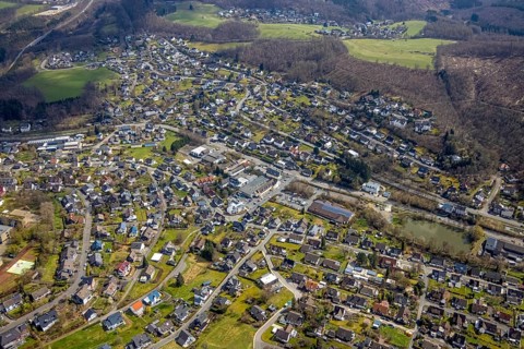 Town view Büschergrund, Freudenberg, Sauerland, North Rhine-Westphalia, Germany, DE, Europe, city