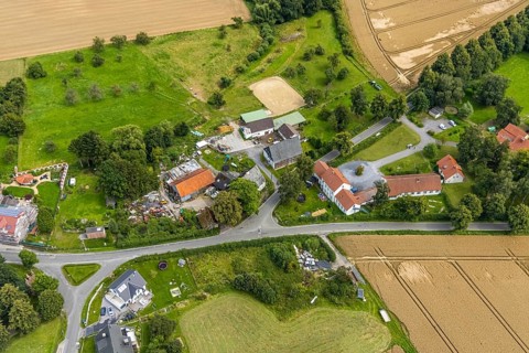 Aerial view, construction site for fire station building Stentroper Weg, Palzstraße and corner