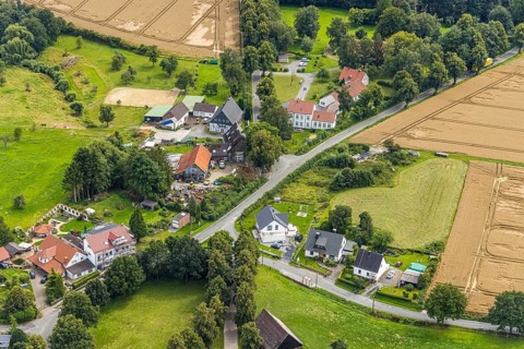 Aerial view, construction site for fire station building Stentroper Weg, Palzstraße and corner