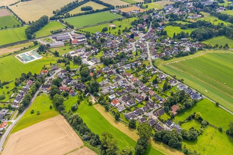 Aerial view, aerial view district Warmen, Fröndenberg/Ruhr, Ruhr area, North Rhine-Westphalia,