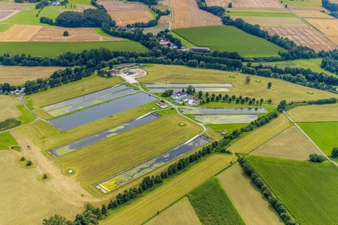 Aerial view, Hammer Waterworks Warmen at the Merschstraße in the district Warmen, Fröndenberg/Ruhr,