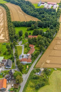 Aerial view, construction site for fire station building Stentroper Weg, Palzstraße and corner