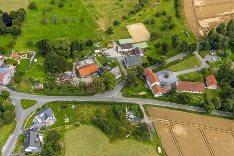 Aerial view, construction site for fire station building Stentroper Weg, Palzstraße and corner