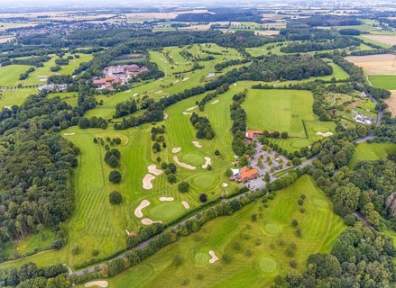 Aerial view, golf course and golf club Unna-Fröndenberg, Fröndenberg/Ruhr, Ruhr area, North