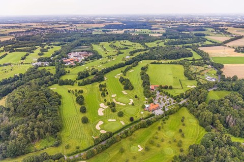 Aerial view, golf course and golf club Unna-Fröndenberg, Fröndenberg/Ruhr, Ruhr area, North