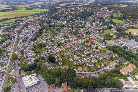 Aerial view, townscape and city centre Fröndenberg, Fröndenberg/Ruhr, Ruhr area, North