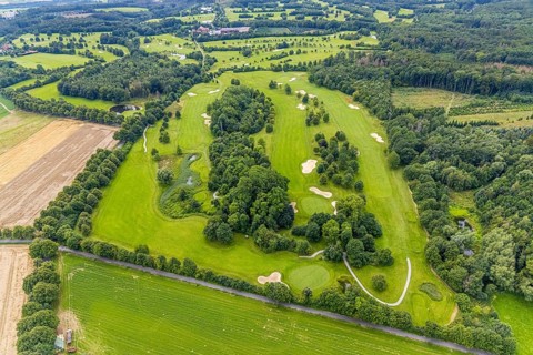 Aerial view, golf course and golf club Unna-Fröndenberg, Fröndenberg/Ruhr, Ruhr area, North