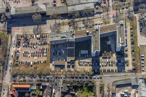 Aerial view, police station south, Gelsenkirchen-Bulmke-Hüllen, Gelsenkirchen, Ruhr area, North