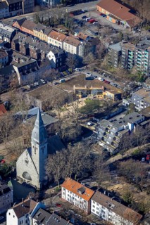Aerial view, Church of the Resurrection, Josefstraße corner Emanuelstraße, dilapidated and closed