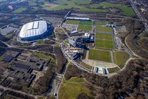 Aerial view, Schalke Veltins-Arena, Courtyard by Marriott Gelsenkirchen, hotel complex at Berger