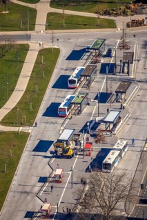 Aerial view, bus station Gelsenkirchen-Buer, Buer, Gelsenkirchen, Ruhr area, North