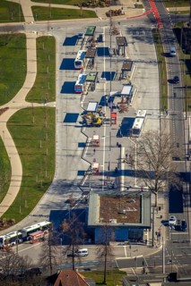 Aerial view, bus station Gelsenkirchen-Buer, Buer, Gelsenkirchen, Ruhr area, North