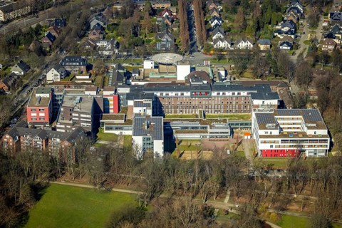 Aerial view, Bergmannsheil and Children's Hospital Buer, Buer, Gelsenkirchen, Ruhr area, North