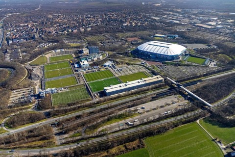 Aerial view, Schalke Veltins-Arena, Courtyard by Marriott Gelsenkirchen, hotel complex at Berger
