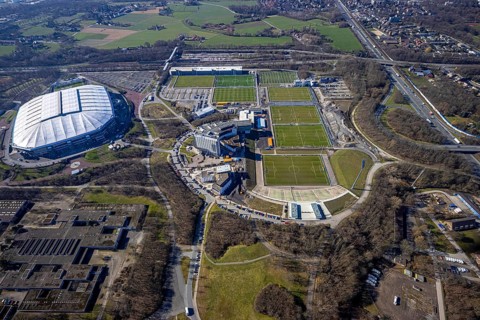 Aerial view, Schalke Veltins-Arena, Courtyard by Marriott Gelsenkirchen, hotel complex at Berger