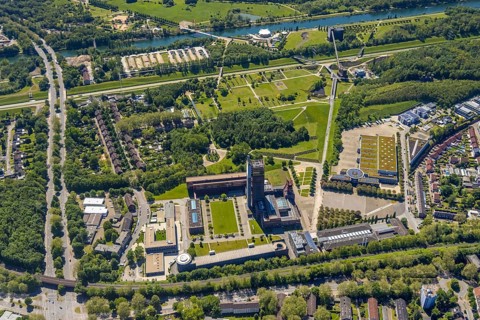 Aerial view, industrial park Nordstern, Nordsternpark, Heßler, Gelsenkirchen, Ruhr area, North