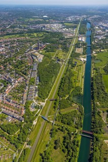 Aerial view, industrial park Nordstern, Nordsternpark, Heßler, Gelsenkirchen, Ruhr area, North
