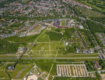 Aerial view, industrial park Nordstern, Nordsternpark, Heßler, Gelsenkirchen, Ruhr area, North