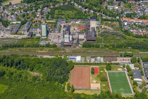 Aerial view, New Westerholt Colliery, Hassel, Gelsenkirchen, Ruhr area, North Rhine-Westphalia,