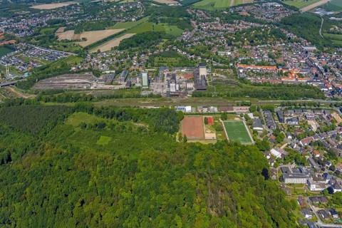 Aerial view, New Westerholt Colliery, Hassel, Gelsenkirchen, Ruhr area, North Rhine-Westphalia,