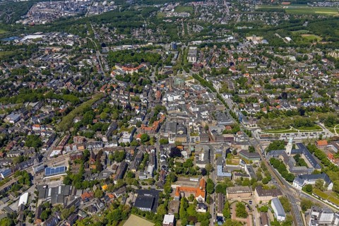 Aerial view, main centre Buer, retail centre, Buer, Gelsenkirchen, Ruhr area, North