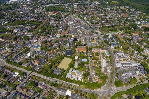 Aerial view, main centre Buer, retail centre, Buer, Gelsenkirchen, Ruhr area, North