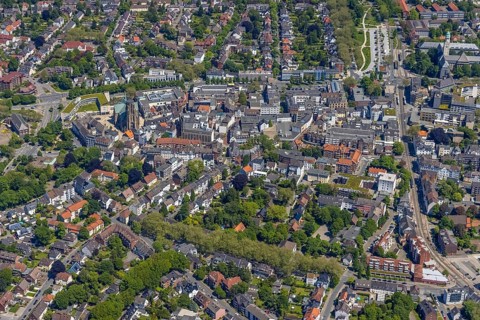 Aerial view, main centre Buer, retail centre, Buer, Gelsenkirchen, Ruhr area, North