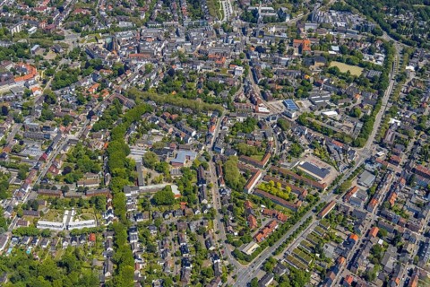 Aerial view, main centre Buer, retail centre, Buer, Gelsenkirchen, Ruhr area, North