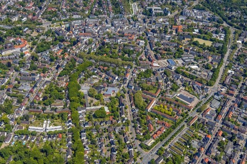 Aerial view, main centre Buer, retail centre, Buer, Gelsenkirchen, Ruhr area, North